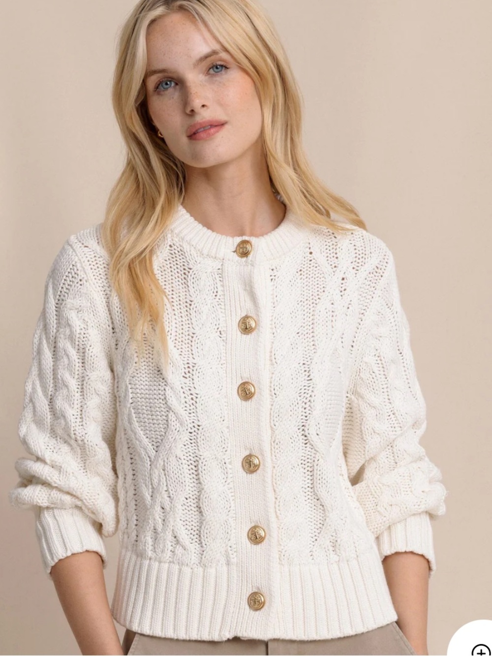 J. Crew Cable-Knit Cardigan Sweater Ivory